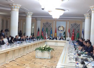 Participants in the 23rd ECO Ministerial Meeting in the Tajik capital Dushanbe on Monday