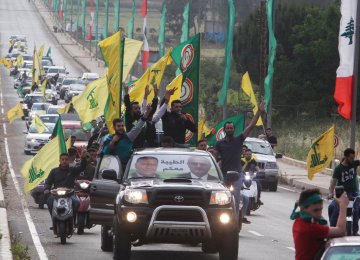 Supporters of Lebanon's Hezbollah in Marjayoun, Lebanon, celebrate election gains on May 7. 