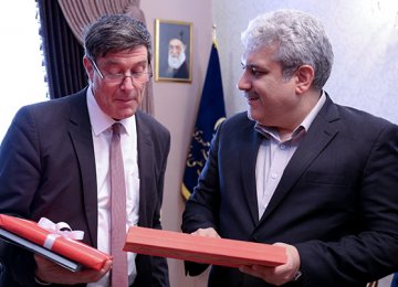 Sorena Sattari (R) met with Mauro dell’ Ambrogio in Tehran on May 9.