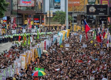 Protesters March in Hong Kong