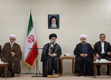 Ayatollah Seyyed Ali Khamenei meets President Hassan Rouhani and his Cabinet members in Tehran on Aug. 26.