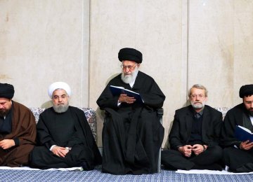  Top-level officials mourn the demise of Ayatollah Akbar Hashemi Rafsanjani in a ceremony in Tehran on Jan. 11.