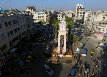 A general view of the rebel-held Idlib city on June 8, 2017.