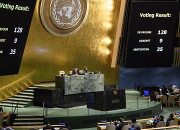 The United Nations approved by a resounding vote a motion rejecting the US decision to recognize  Beit-ul-Moqaddas as Israel’s capital on Dec. 21.