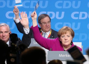 Delegates at the CDU party conference in Berlin on Monday approved by a wide margin the grand coalition.