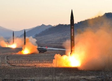 Missile launches by the Korean People’s Army at an undisclosed location in North Korea.