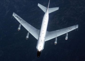 The US RC-135 reconnaissance plane is roughly the size of a civilian commercial aircraft.