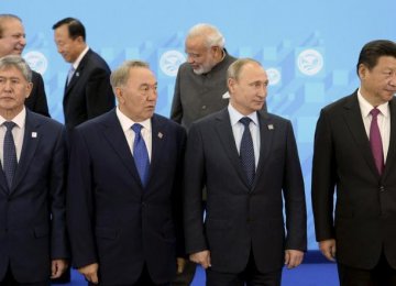 SCO’s heads of state attend a meeting in the Russian city of Ufa on June 10.