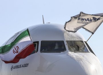 The new Airbus A321 airliner landed in Tehran’s Mehrabad Airport on Jan. 12.
