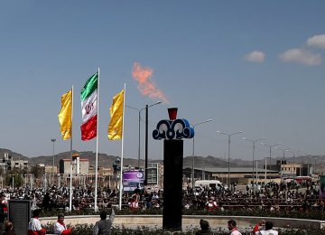 Natural gas being burned off in Zahedan, marking the start-up of gas supply to the southern city on February 28.