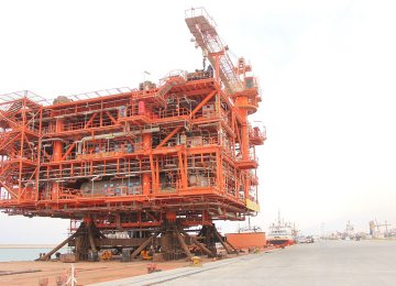 An offshore South Pars platform before installation.