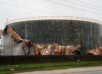 A battered oil processing facility in Texas