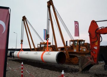 The 1,850-kilometer TANAP pipeline connects to the South Caucasus Pipeline.