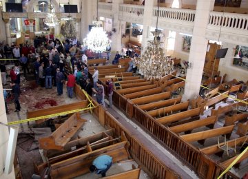 The scene of the attack at the church in Tanta