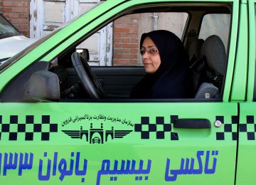 About 1,400 female chauffeurs are working with Tehran’s taxi fleet.
