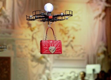 At the beginning of the show, eight drones emerged carrying an array 