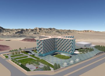 A 3D model of Pardis Hotel, designed by Hariri sisters