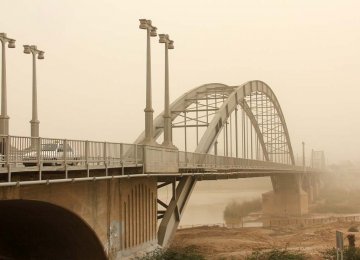 The iconic Pol-e-Sefid bridge in Ahvaz, Khuzestan Province, on Feb. 18