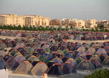 Many Norouz travelers opt to pitch their tents in campsites.