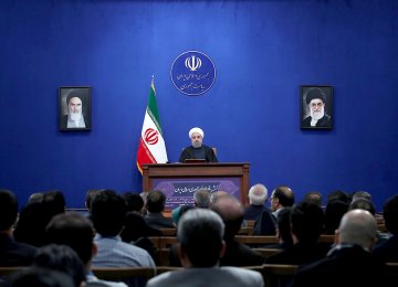 President Hassan Rouhani speaks in a press conference in Tehran on Jan. 17.                