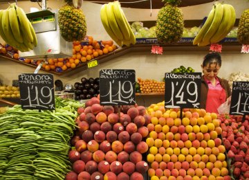 Food prices fell on an annual basis for the eighth month in a row.