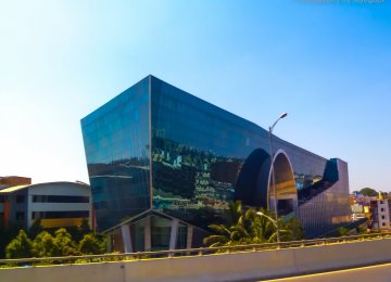 India has made inroads in diversifying its export base to include more complex sectors, such as chemicals, vehicles and certain electronics.  The pictures shows Infosys, Electronics City, Bangalore.