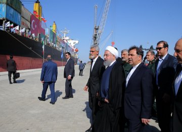 President Hassan Rouhani visits Chabahar's Shahid Beheshti Port on Dec. 3.