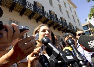 Chrystia Freeland told reporters in Washington that Canada will only sign a deal that’s a good deal for Canada.