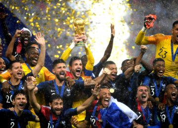 France team celebrate winning the World Cup.