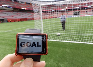 The technology alerts the referee when ball  passes the goal line.