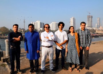 From left: Producer Kishor Arora, composer A. R. Rahman, director Majid Majidi, actor Ishaan Khatter, producer Shareen Mantri Kedia and business head of Zee Studios Akash Chawla