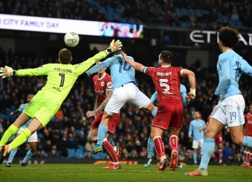 Sergio Aguero nets the winning goal for Man City.