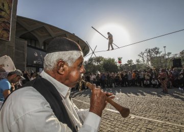 A participant playing sorna, ancient Iranian woodwind instrument, at an earlier edition of the festival