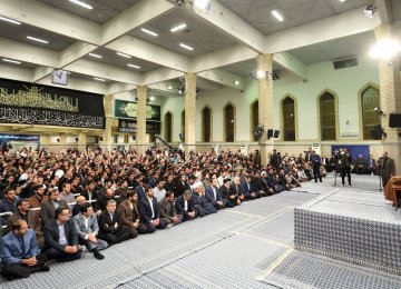 Ayatollah Seyyed Ali Khamenei addresses students in Tehran on Nov. 2.