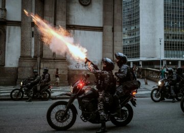 Police in Brazil, central Rio, Brazil, April 28