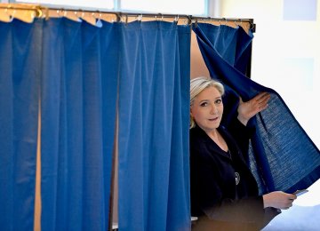 Marine Le Pen casting her vote, April 24
