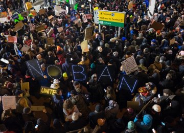 In January 2017 Americans from coast to coast took to the streets for several days to protest against the travel ban. (File Photo)