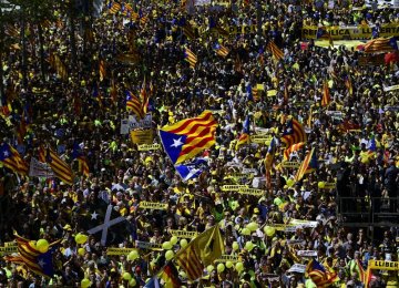 Protest in Barcelona Against Jailing of Separatists