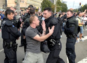 A far-right protest in Chemnitz, Germany, on August 27