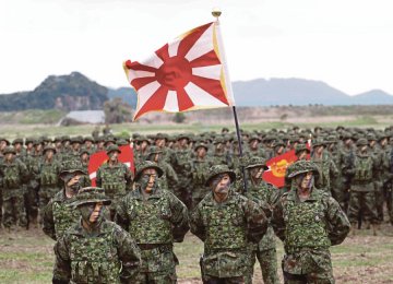 Soldiers of Japanese Ground Self-Defense Force Amphibious Rapid Deployment Brigade, on the southwest island of Kyushu, Japan April 7