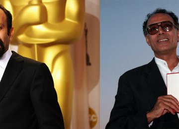 Asghar Farhadi (L) has won two Oscars for the best foreign language film in 2012 and 2017;  and Abbas Kiarostami won the Palme d’Or in 1997