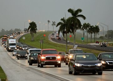 Traffic in the Florida Keys before Hurricane Irma hits near Homestead, Florida.