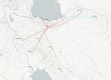 A graphic depiction of Iran Air’s new ATR-operated routes (Design: Sepehr Arefmanesh)