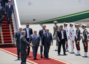 Iraqi Prime Minister Haider al-Abadi arrives in Tehran on June 20 for a one-day visit. 