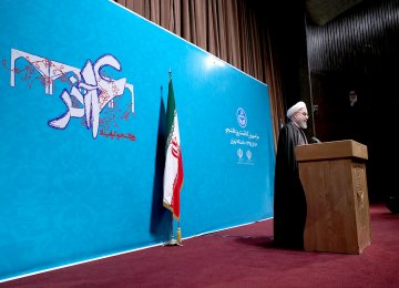 President Hassan Rouhani attends a ceremony at the University of Tehran to commemorate National Students Day on Dec. 6. 