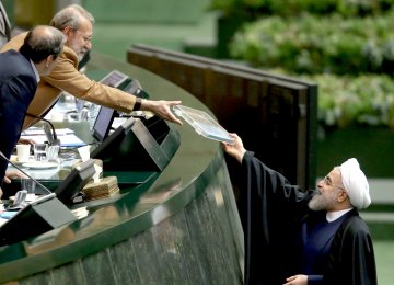 President Hassan Rouhani submitted the budget bill for the March 2017-18 fiscal year to parliament on Sunday. 