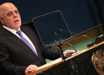 Prime Minister Haider Al-Abadi of Iraq addresses the United Nations General Assembly in the Manhattan borough of New York, USA, on Sept. 22. (File Photo)