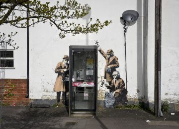 Bansky’s mural ‘Spy Booth’ before it was destroyed