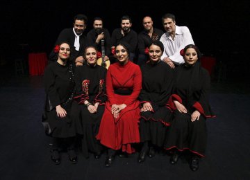 Standing from left: Ashkan Sadeqi, Emad Ejlal, Kian Kordestani, Ahmad Qaed and Farhad Jam. Sitting from left: Hana Kamkar, Atyeh Javid, Negar Abedi, Elham Shakib and Parandeh Alaei