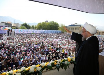 President Hassan Rouhani addressed  a public rally during a visit to the southwestern Kohgiluyeh-Boyer Ahmad Province on August 14.